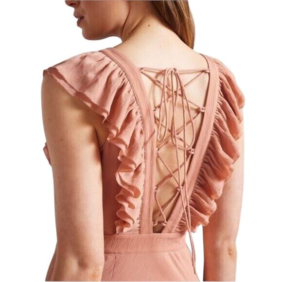 *NWOT Ted Baker London Ashleigh Ruffle-Trim Pink Maxi Gown -  Sz 6 - Picture 6 of 15